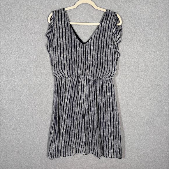 Cortefiel Dress Small Navy Flowy Flutter Elastic Waist Comfort Beachy Nautical - Picture 1 of 12